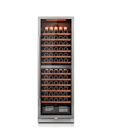 Ca'Lefort 24 inch Dual Zone Wine Cooler refridgerator 155 Bottle Freestanding/Built-In 3-Color Led Light For Home/Office