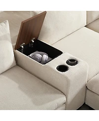 Streamdale Furniture '' U-Shaped Modular Corduroy Sectional Sofa with Storage and Usb Charger