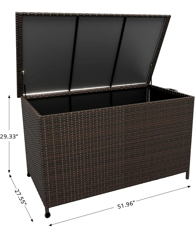 homfan 185 Gallon Outdoor Deck Box with Wheels, Waterproof Pe Rattan Wicker and Aluminum Frame Storage Bin, Lockable Patio Furniture Chest