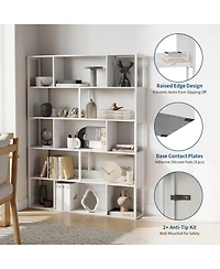 Gaomon Modern 5-Tier Geometric Standing Bookshelf, Bookcase for Living Room Storage