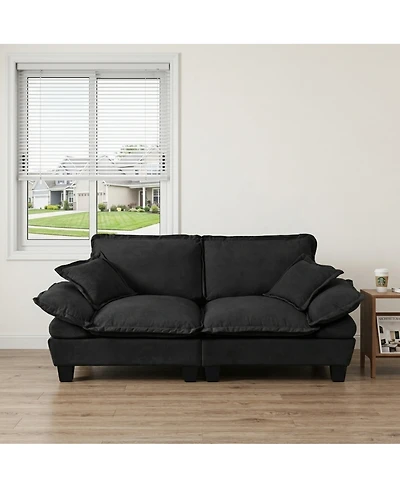 Streamdale Furniture Chenille Sailboat 2-Seater Modular Loveseat with Curved Armrests