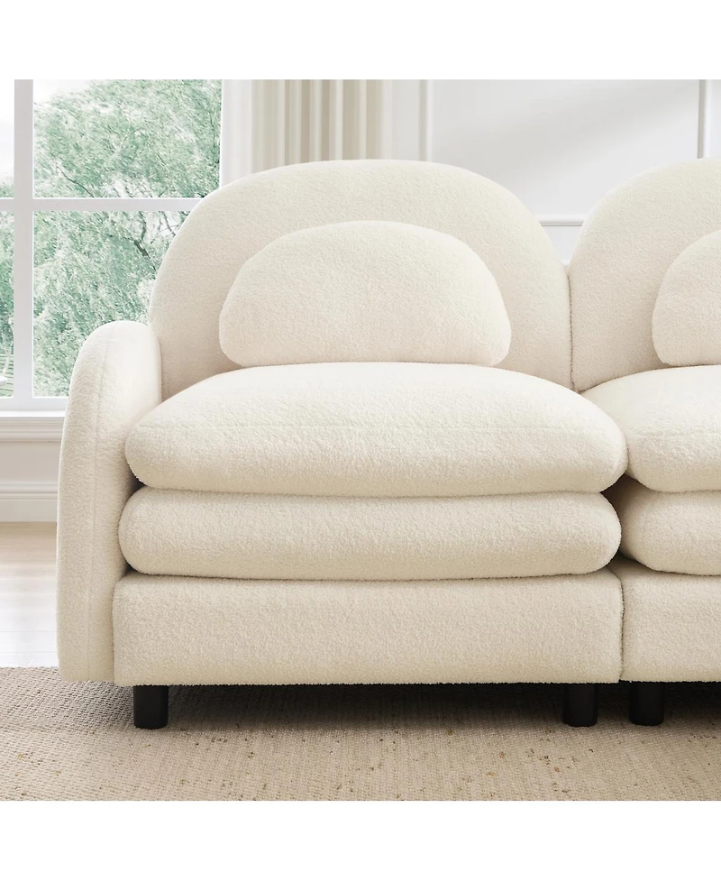 Streamdale Furniture Teddy Fabric 3-Seat Modular Sofa with 2 Ottomans and Lumbar Pillows