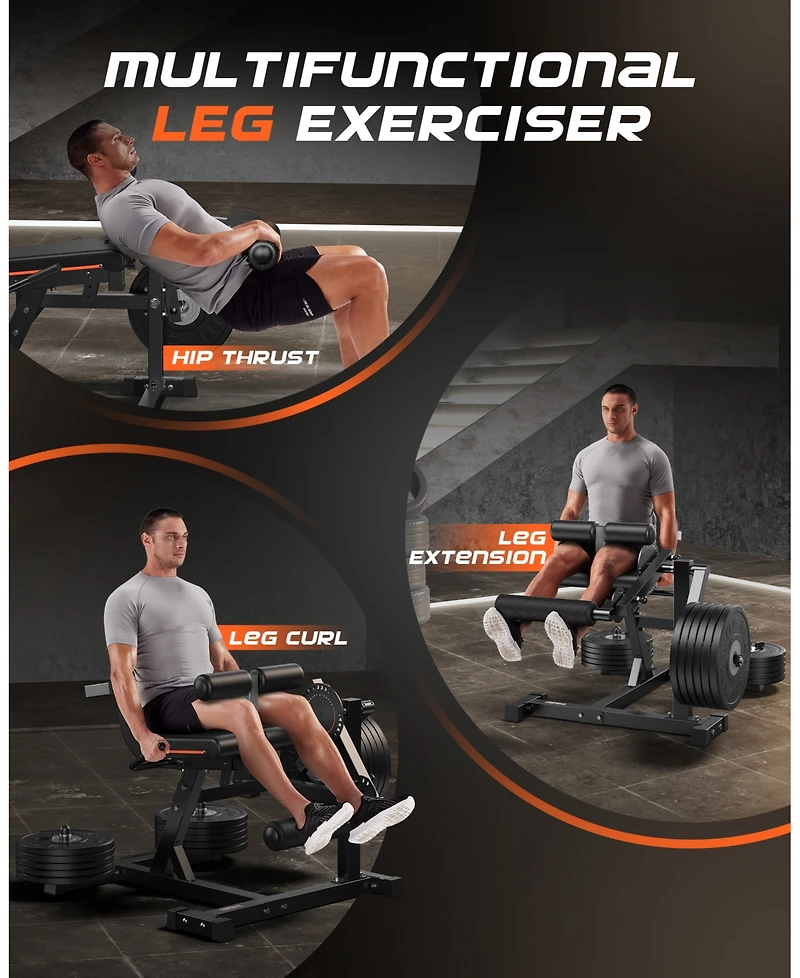 Fed Fitness 650LBS Commercial 3-in-1 Leg Machine, Pro Integrated Extension Curl Equipment, High-End Stable Lower Body Strength Trainer