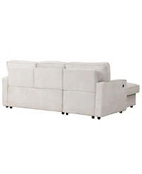 Streamdale Furniture Upholstery Sleeper Sectional Sofa with Storage, Usb Port, and 2 Cup Holders