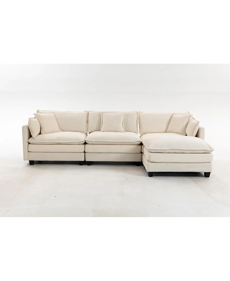 Streamdale Furniture 3-Seat Sectional Sofa with Ottoman and Waist Pillows