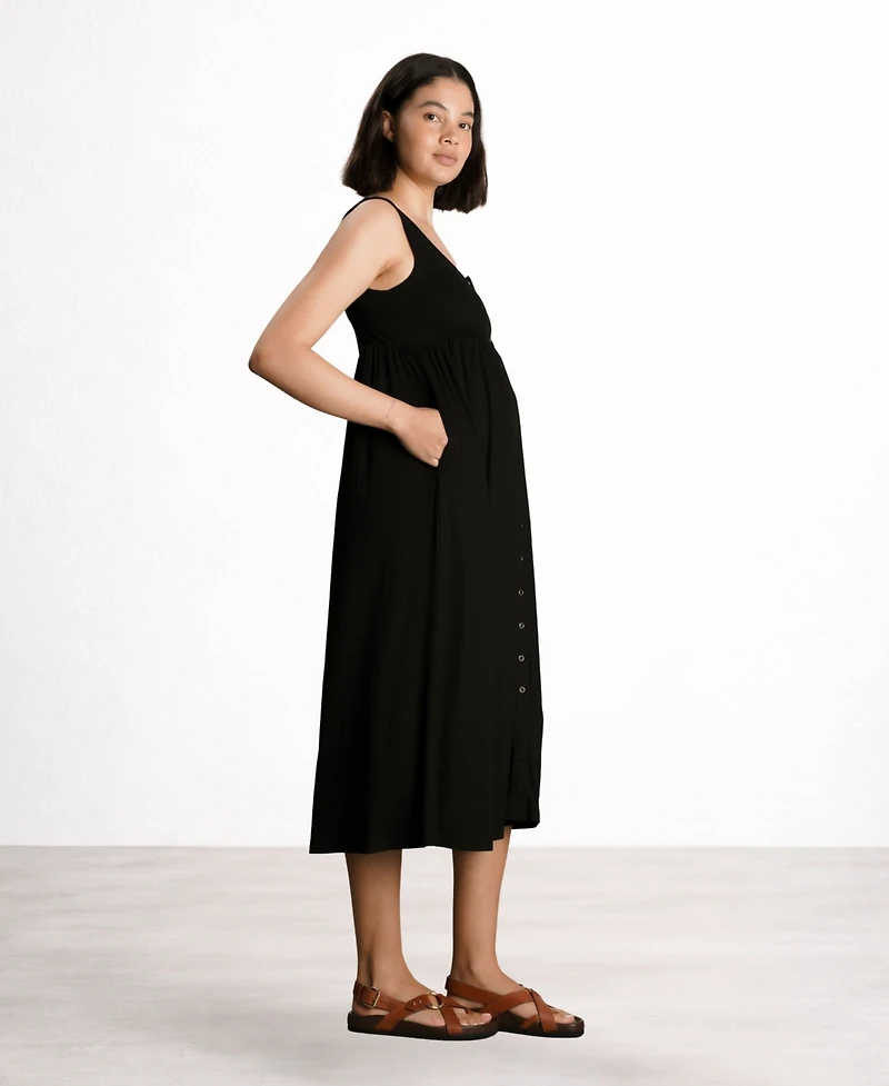 Nom Maternity Ribbed Modal Henley Dress