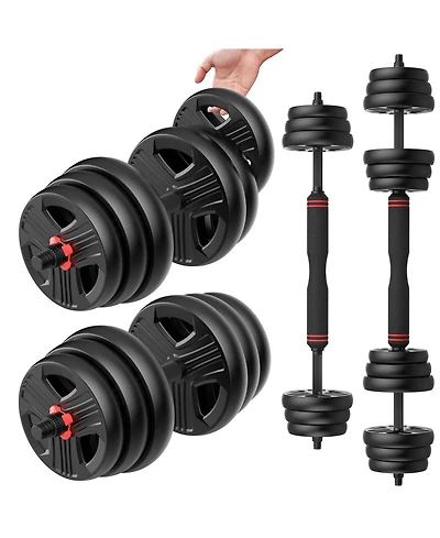 Fed Fitness Adjustable Dumbbells Set, 40LB (20 Lb Pair) Free Weight Set with Connector, 2 in 1 Dumbbells Set Used as Barbell, Kettlebells
