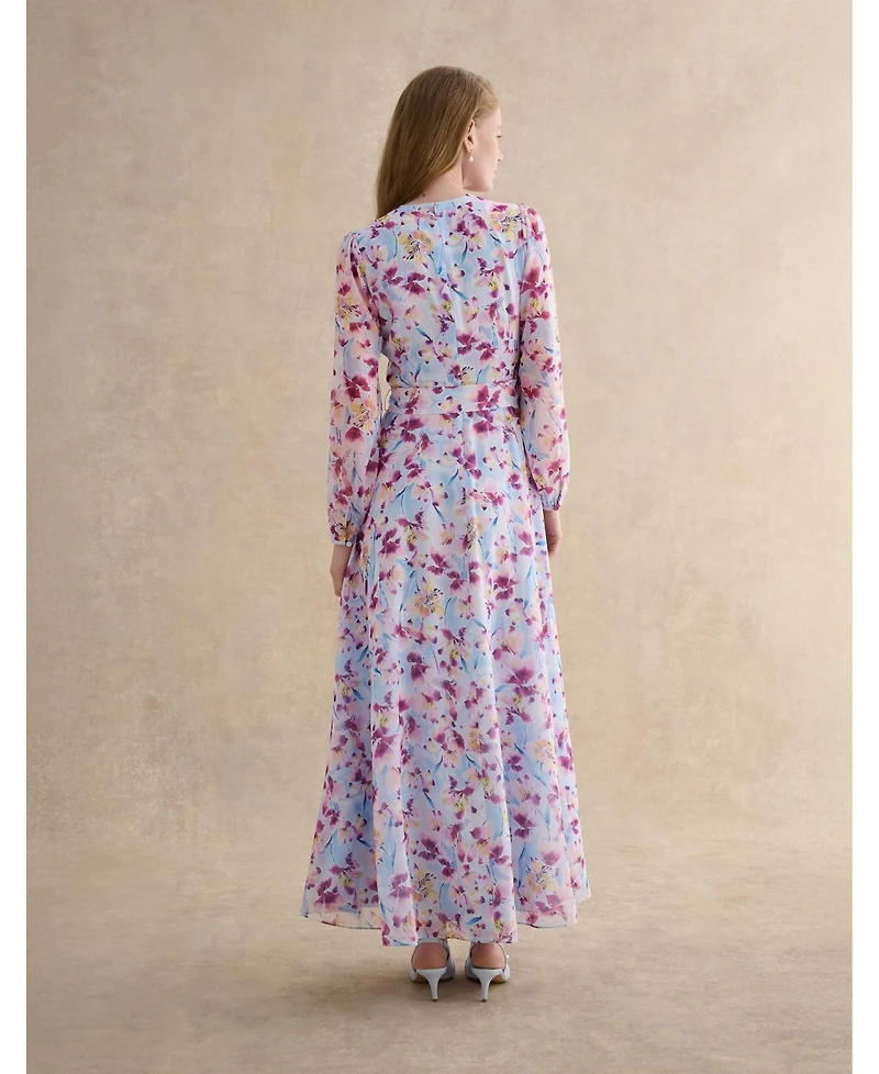 Hobbs London Women's Thea V-Neck Long Sleeve Maxi Dress