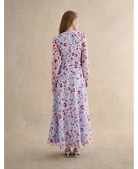 Hobbs London Women's Thea V-Neck Long Sleeve Maxi Dress