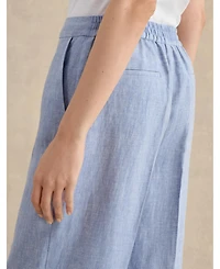 Hobbs London Women's Estella Mid-Rise Wide-Leg Linen Trousers