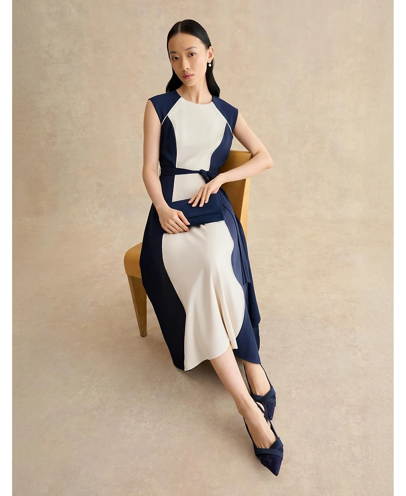Hobbs London Women's Andrea Colour Block Midi Dress