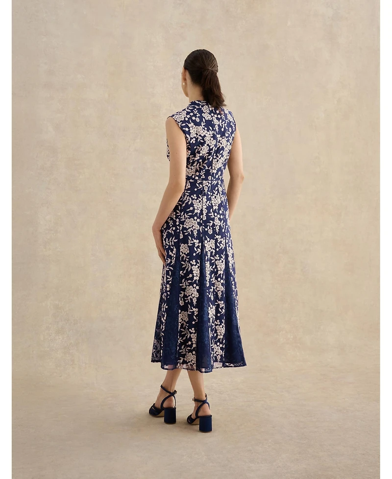 Hobbs London Women's Quin Sleeveless V-Neck Embroidered Dress