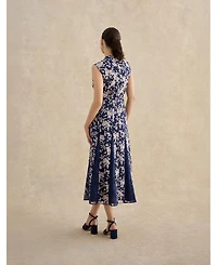 Hobbs London Women's Quin Sleeveless V-Neck Embroidered Dress