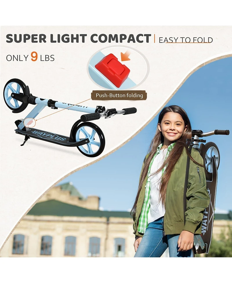 Fed Fitness Foldable Kick Scooter for Teens, 4-Level Adjustable Height, ABEC9 Bearing, 240LBS Capacity, Suitable Ages 6+
