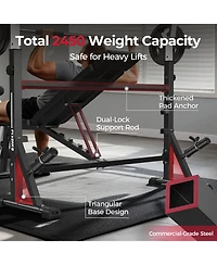 Fed Fitness Olympic Adjustable Weight Bench, 47IN Rack Width with Bench Press Rack, Multi-Functional Workout Equipment