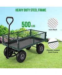 Gaomon Heavy Duty Steel Garden Cart Folding Utility Wagon 500 lbs Capacity with Removable Liner and Pneumatic Tires for Gardens Lawns