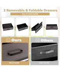 Costway Console Entryway Table Sofa Side Table with Folding Fabric Drawers for Living Room