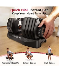 Fed Fitness 105LB Total Weight 15-in-1 Adjustable Dumbbell, Quick Dial 5-52.5LBS Heavy-Duty Single Dumbbell with Storage Box and Fitness App