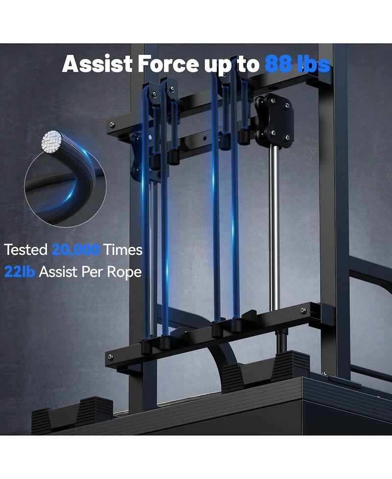 Fed Fitness 440LBS Assisted Pull Up Power Tower, Adjustable Resistance Dip Station with 2-in-1 Backrest, Multi-Function Strength Training Equipment