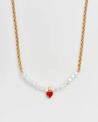 Fable England Gold Love Heart Pearl Necklace