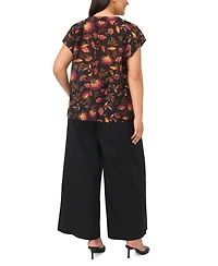 Vince Camuto Plus Printed V-Neck Short-Sleeve Blouse