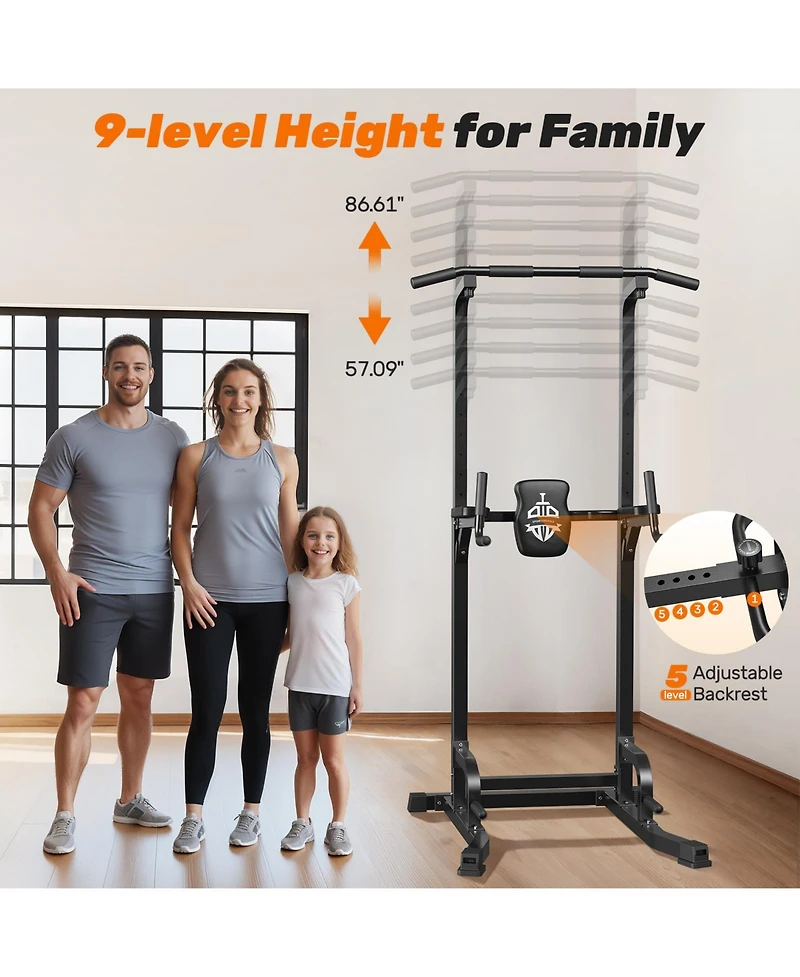 Fed Fitness 400LBS Power Tower, 10-in-1 Adjustable Pull Up Dip Station, Multi-Function Home Gym Strength Training Equipment