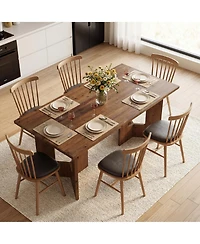 Tribesigns Solid Wood Dining Table, Farmhouse Kitchen Table for 4-6 People, Large Rustic Dining Room Table, Walnut