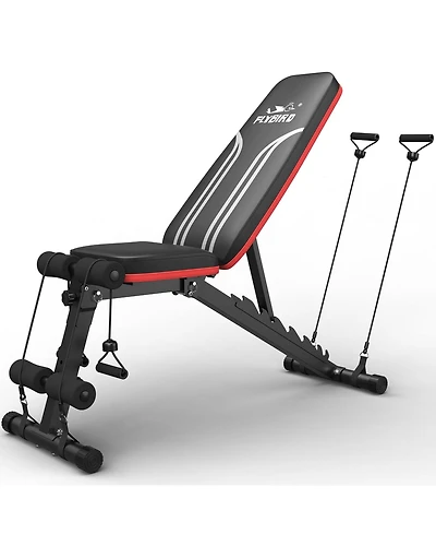 Fed Fitness Foldable Weight Bench with 2 Resistance Bands, 8 Backrests Fast Adjustable Fid for Home Gym Full Body Workout