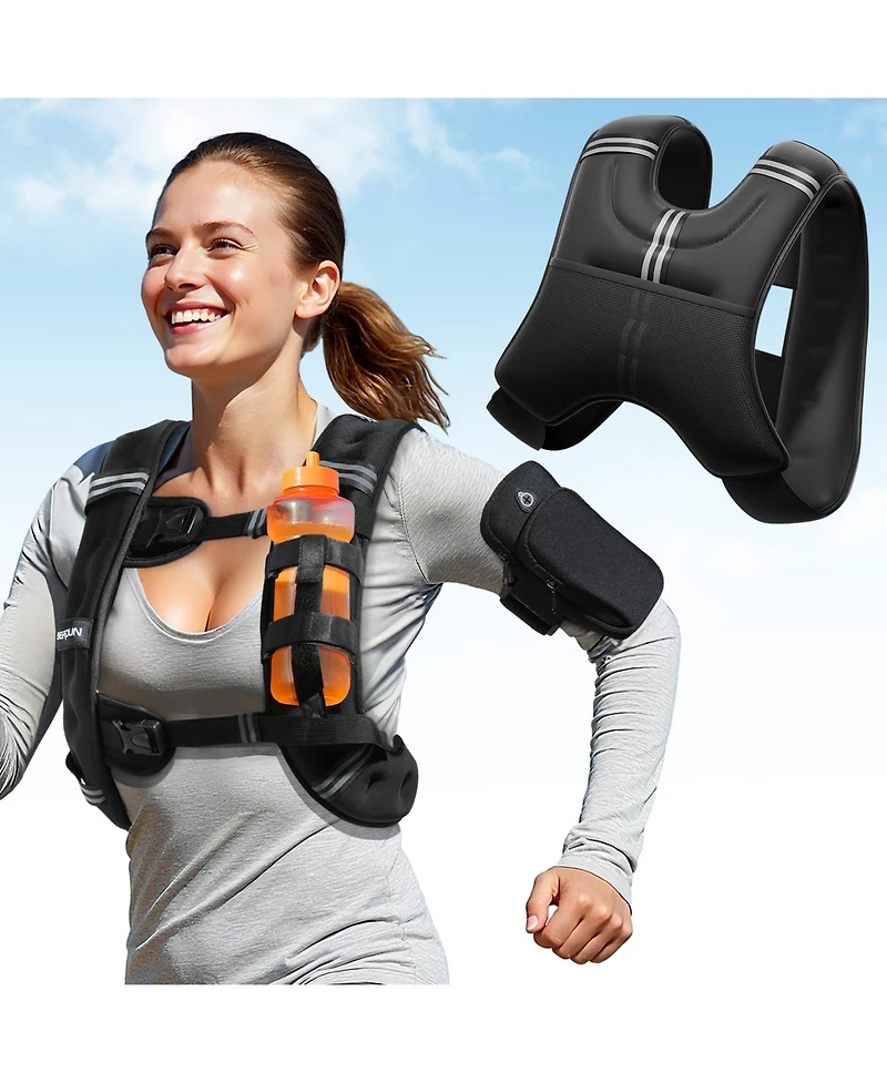 Fed Fitness 2026 WV1 3-in-1 Weighted Vest with Phone and Water Bottle Pocket, 12LBS for Running Workout Training