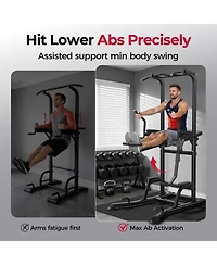 Fed Fitness 800LBS Heavy-Duty Power Tower, Multi-Grip Pull Up Dip Station with Adjustable Core Trainer, Full-Body Home Gym Strength Training Equipment