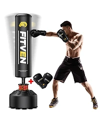 Fed Fitness 70'' Freestanding Punching Bag with Gloves, Heavy Boxing Bag with 4-Spring Shock Absorption System, Suction Cup Base for Home Gym