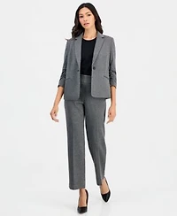 Anne Klein Essentials Petite Ponte One Button Scrunch Sleeve Jacket Nyc Compression Side Tab Pull On Pants