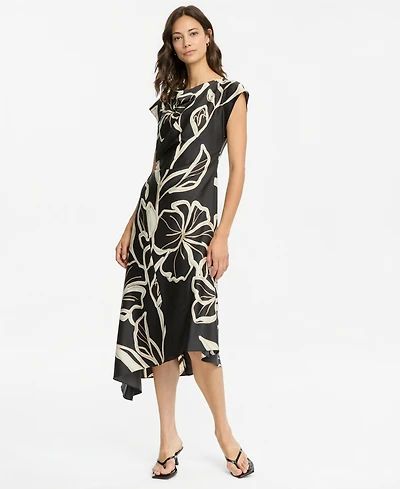 Maggy London Women's Cap-Sleeve Asymmetric-Hem Dress