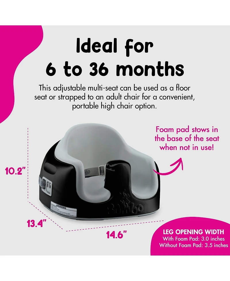 Bumbo Toddler Multi Seat 3-in-1 Booster High Chair and Tray, Black/Cool Grey
