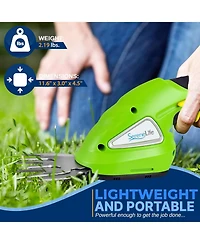 Pyle Cordless Handheld Grass Cutter Shears - Rechargeable 3.6V Electric Hedge & Shrub Trimmer with Changeable Blades