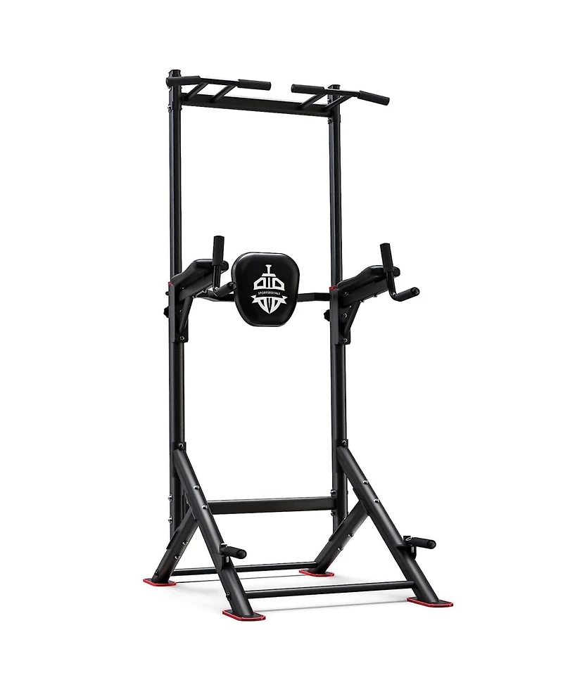 Fed Fitness 450LBS Power Tower, Dual-Triangular Base Pull Up Dip Station with 6 Height Levels, Multi-Function Home Gym Strength Training Equipment