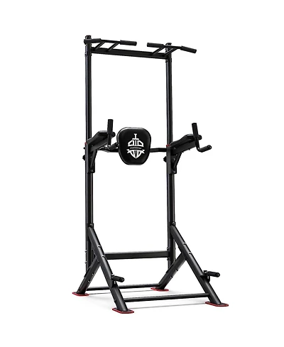 Fed Fitness 450LBS Power Tower, Dual-Triangular Base Pull Up Dip Station with 6 Height Levels, Multi-Function Home Gym Strength Training Equipment