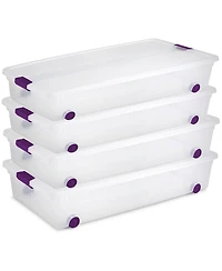 Sterilite 60 Qt ClearView Latch Wheeled Stackable Storage Box, 4 Pack