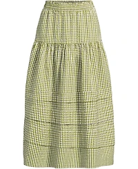 Lands' End Women's Seersucker Pull On Midi Skirt