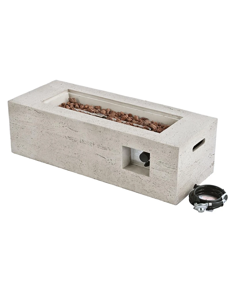 Streamdale Furniture 41.9 inch 2-in-1 Rectangular Propane Fire Pit and Tank Cover Table Set