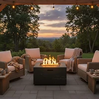 Streamdale Furniture 24 inch Square Propane Fire Pit Table Set with Tank Cover and Accessories