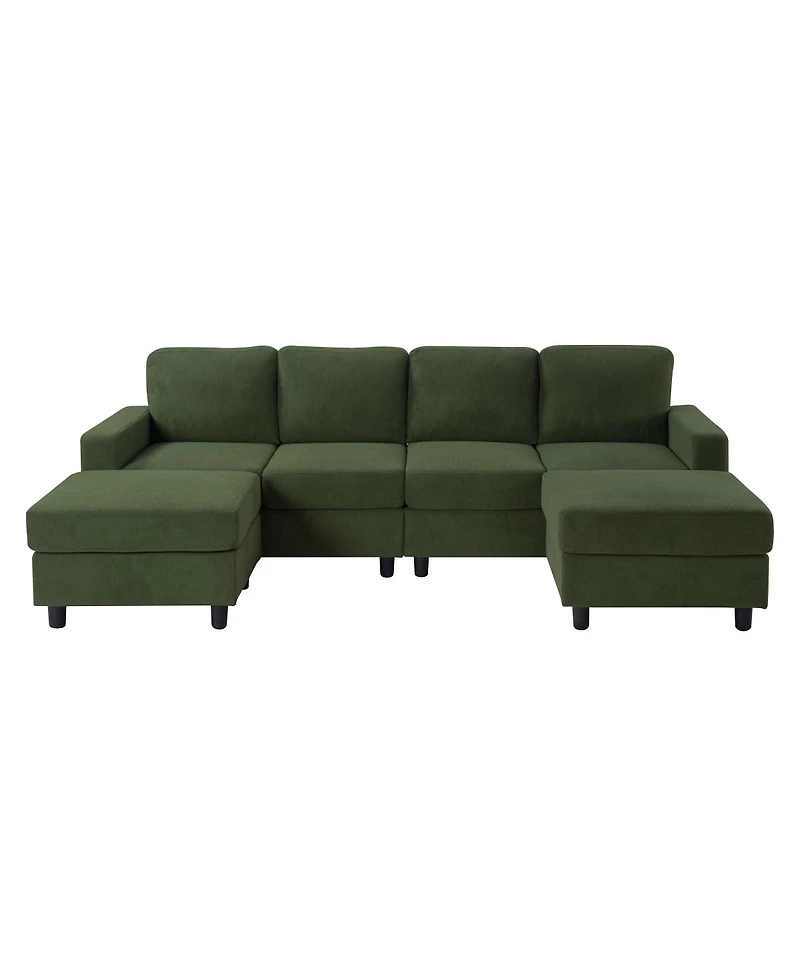 Streamdale Furniture Oversized U-Shaped Corduroy 4-Seat Sectional Sofa with Double Chaise