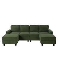 Streamdale Furniture Oversized U-Shaped Corduroy 4-Seat Sectional Sofa with Double Chaise