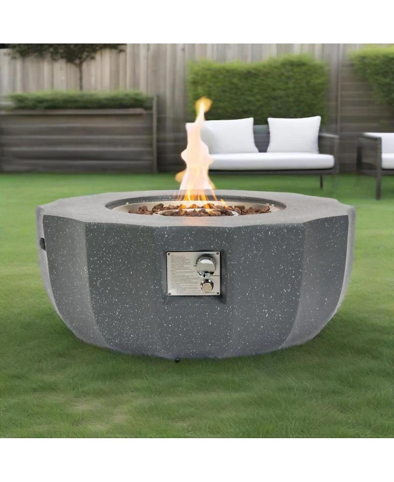 Streamdale Furniture 36" Round Concrete Propane Fire Pit Table, 50,000 Btu