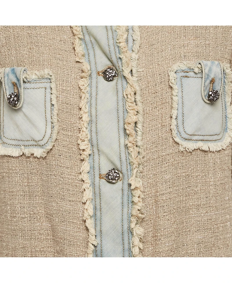 Pre-Owned Dolce & Gabbana Women's Pre-Owned Dolce and Gabbana Beige Denim Trim Tweed Jacket