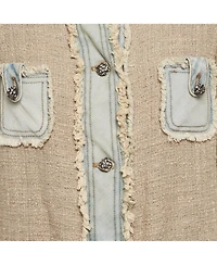 Pre-Owned Dolce & Gabbana Women's Pre-Owned Dolce and Gabbana Beige Denim Trim Tweed Jacket