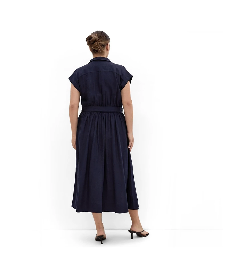 City Chic Women's Liliyana Belted Linen Dress