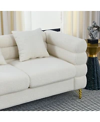 Streamdale Furniture 60" Oversized 2-Seater Teddy Fabric Sectional Sofa with 2 Pillows
