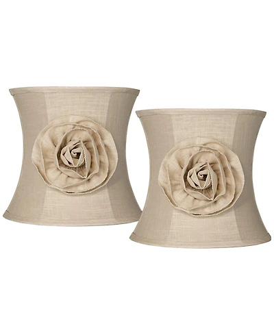 Springcrest Set of 2 Drum Lamp Shades Almond Flower High Spider Replacement Harp Finial Fitting