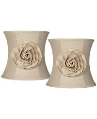 Springcrest Set of 2 Drum Lamp Shades Almond Flower High Spider Replacement Harp Finial Fitting